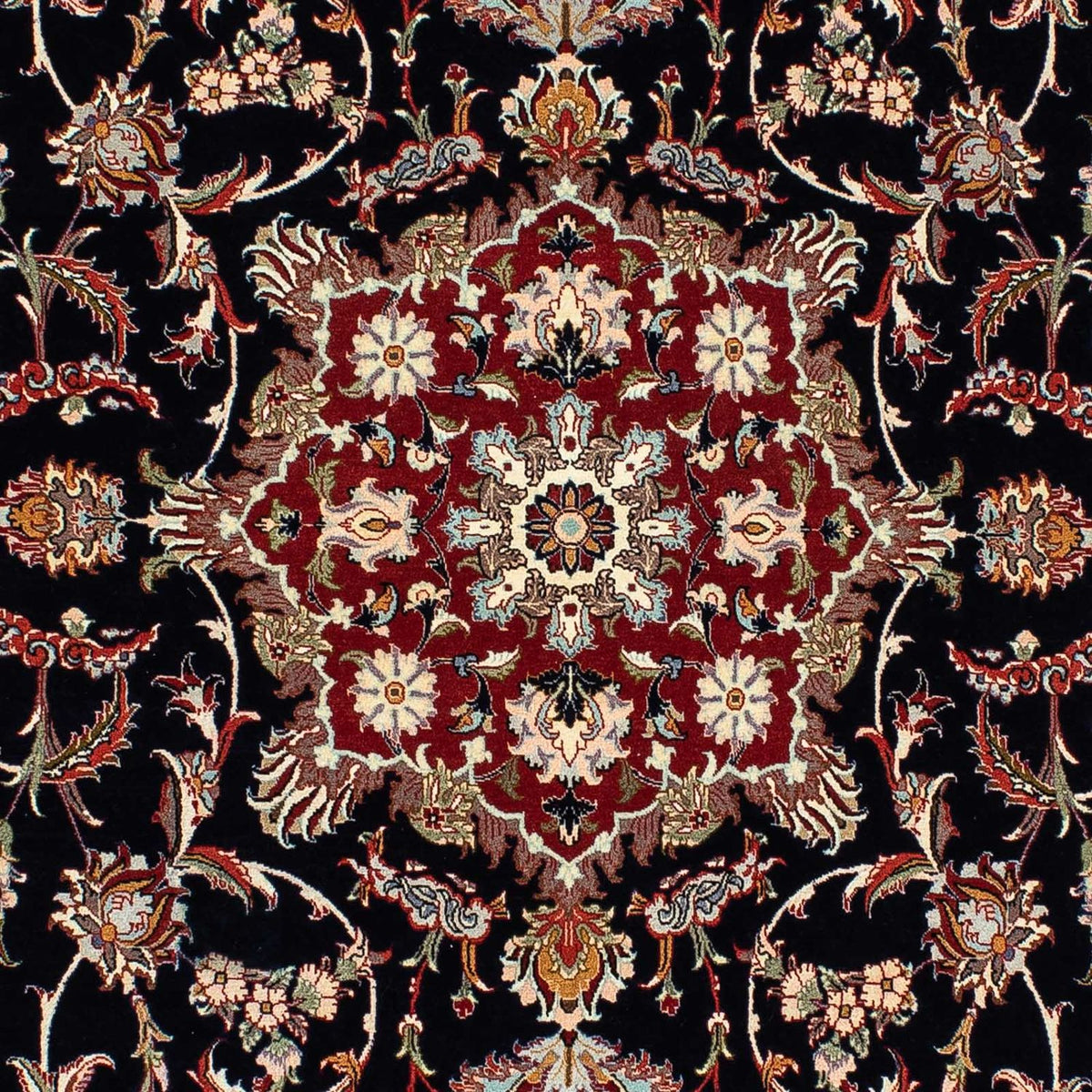 Tapis persan - Ghom - 201 x 138 cm - bleu foncé