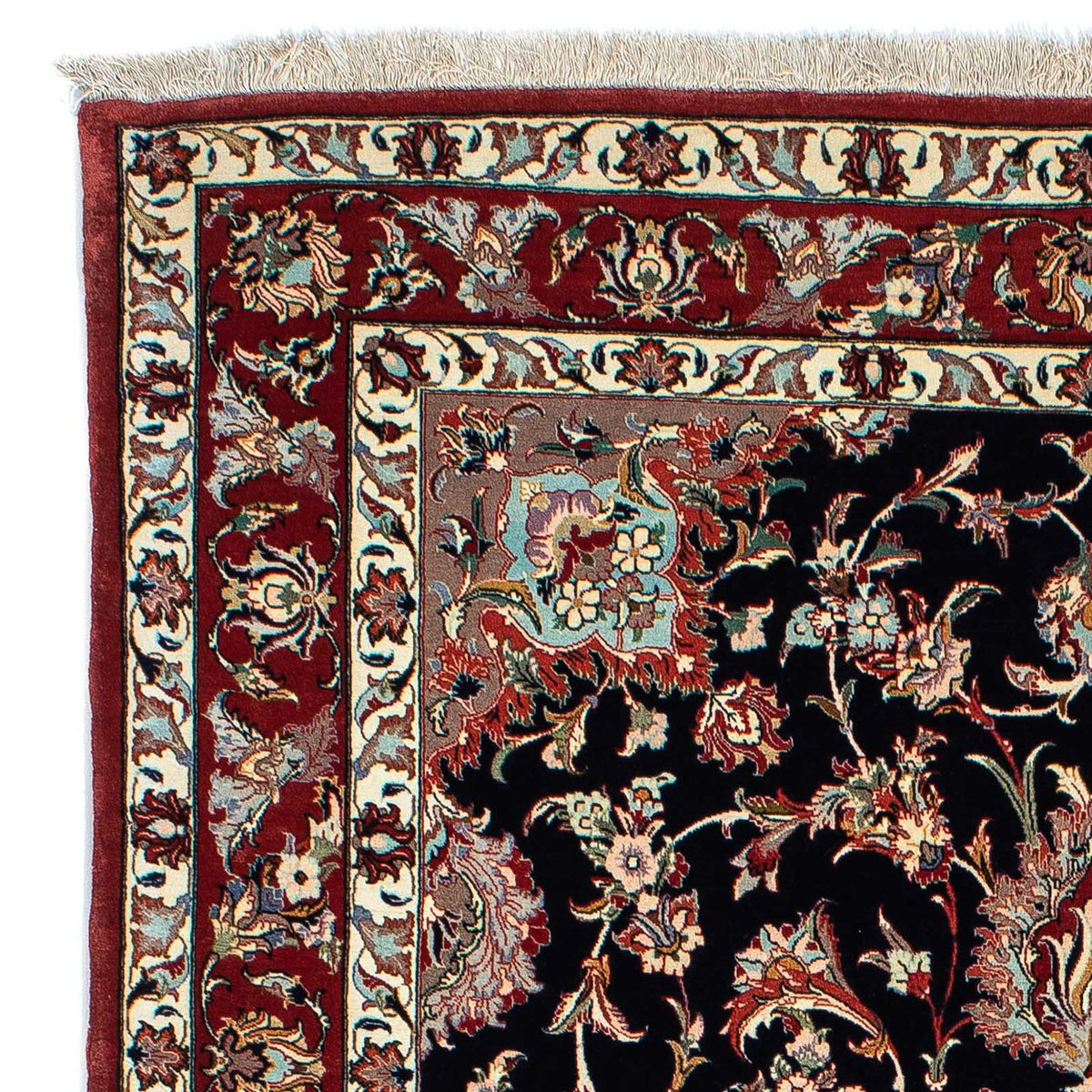 Tapis persan - Ghom - 201 x 138 cm - bleu foncé