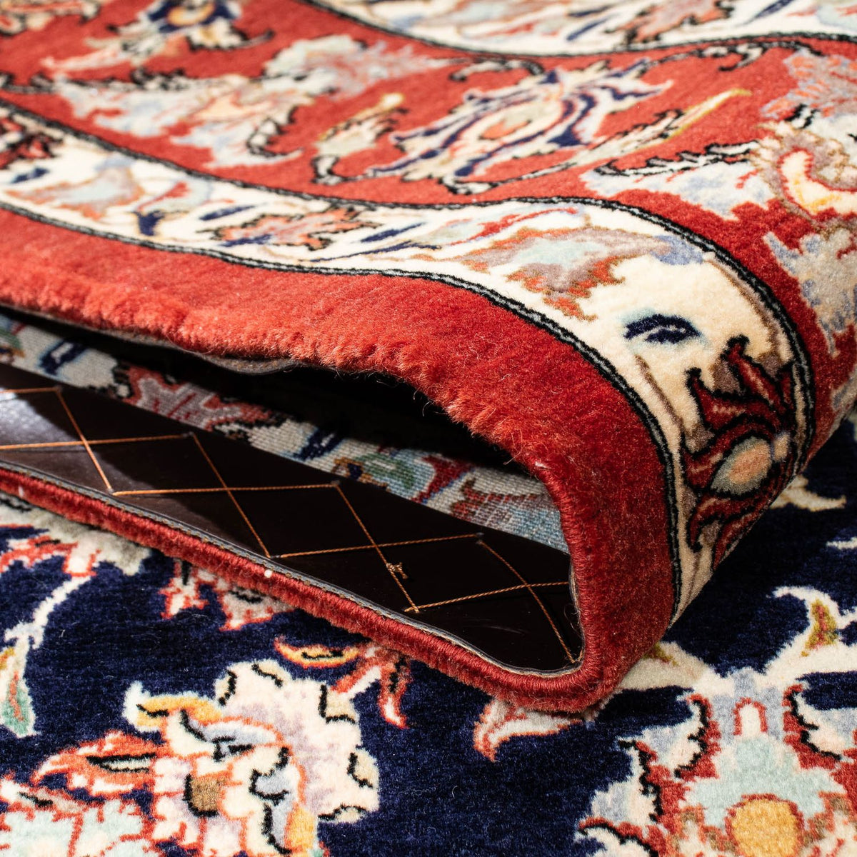 Tapis persan - Ghom - 201 x 138 cm - bleu foncé