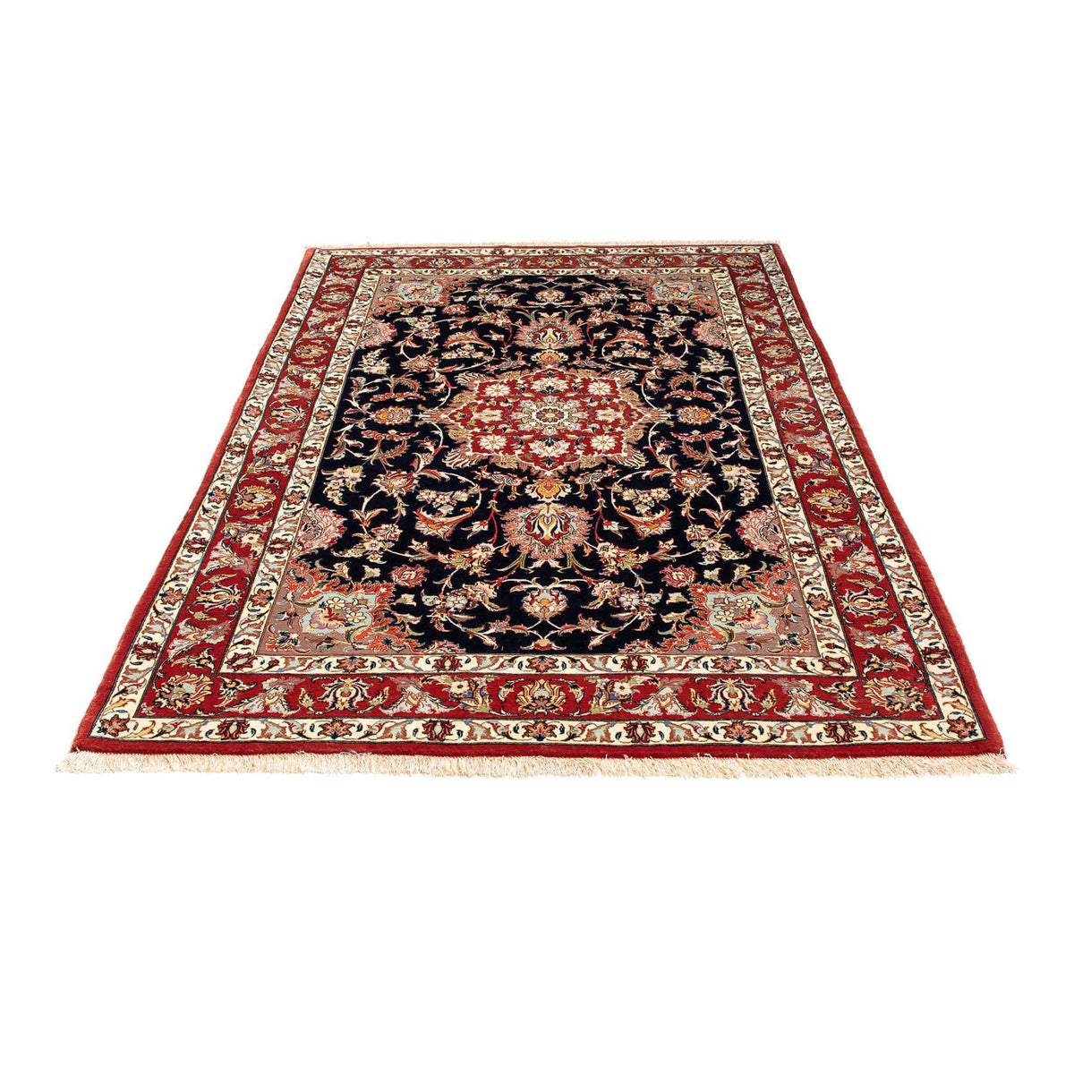 Tapis persan - Ghom - 201 x 138 cm - bleu foncé
