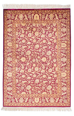 Tapis persan - Ghom - 146 x 100 cm - rouge foncé