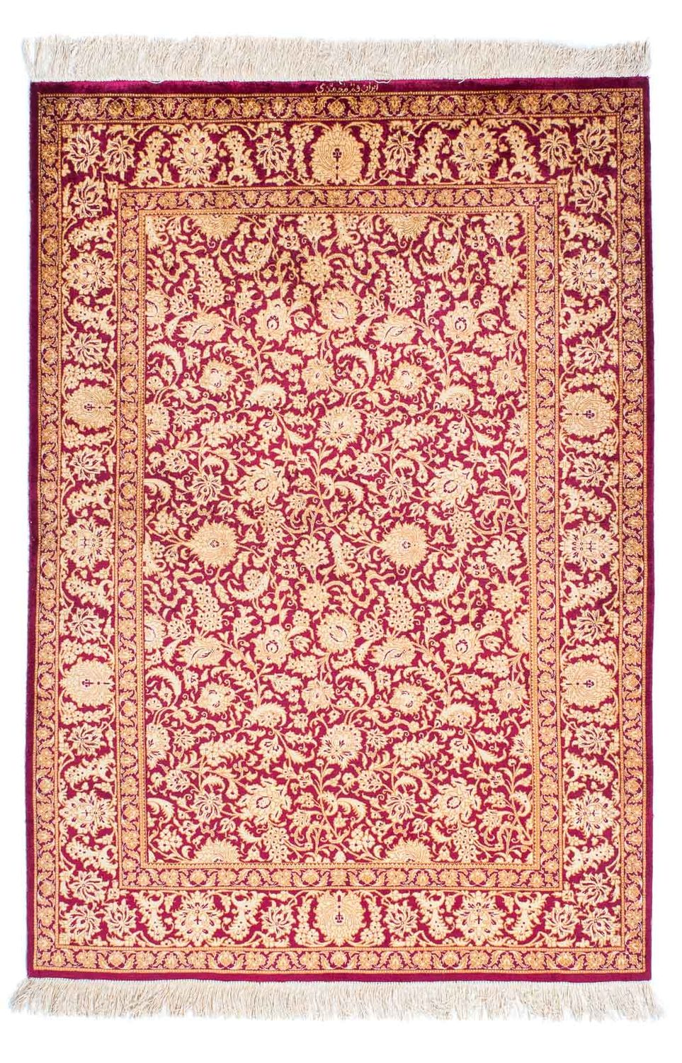 Tapis persan - Ghom - 146 x 100 cm - rouge foncé