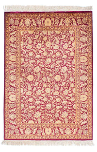 Tapis persan - Ghom - 146 x 100 cm - rouge foncé