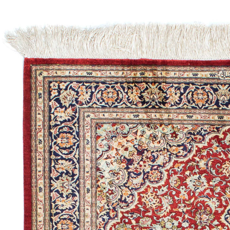 Tapis persan - Ghom - 150 x 100 cm - rouge foncé