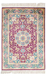 Tapis persan - Ghom - 148 x 99 cm - rouge foncé