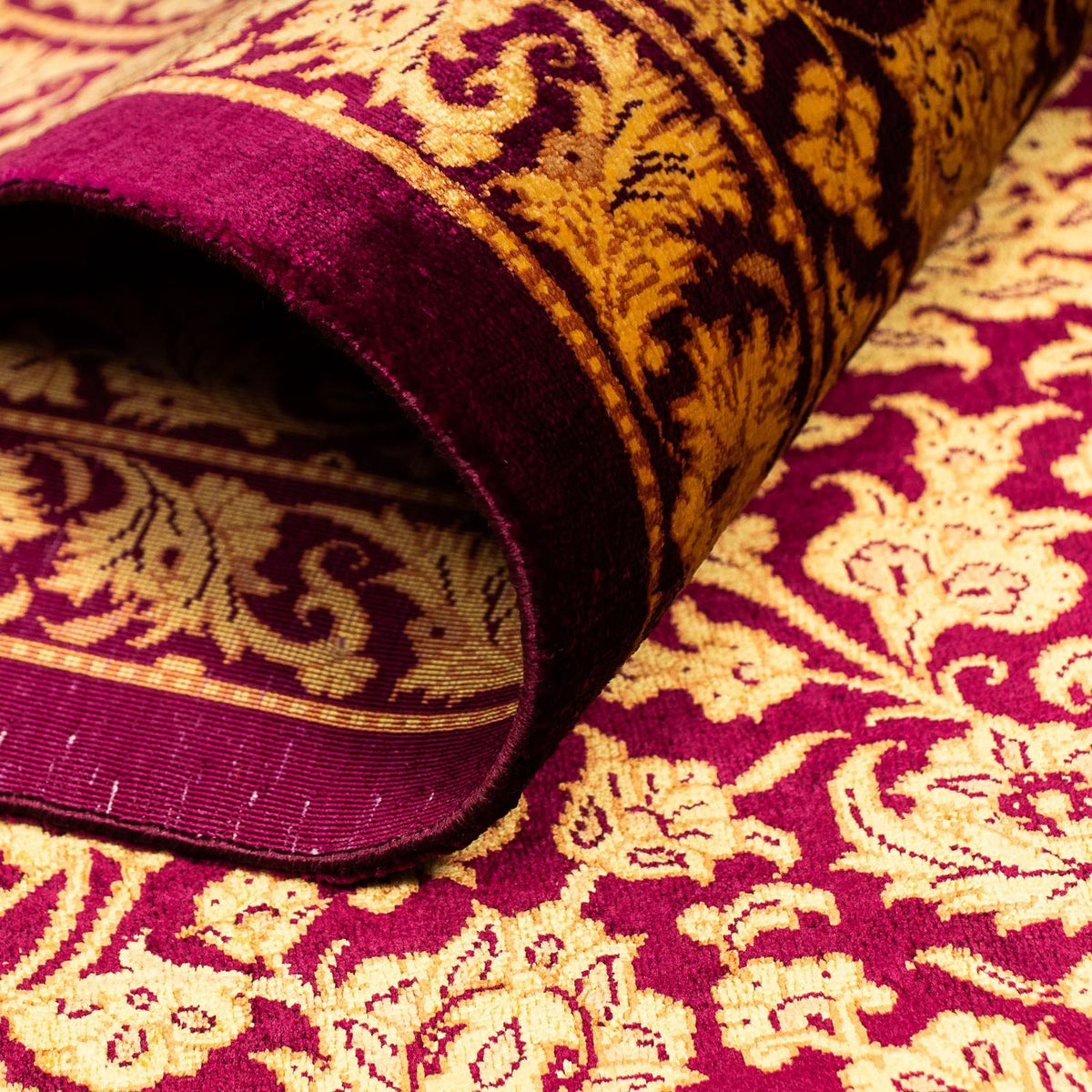 Tapis en soie - Ghom soie - Premium - 216 x 132 cm - bleu foncé