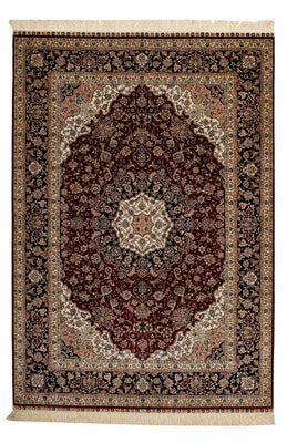 Tapis persan - Ghom - 197 x 133 cm - rouge foncé