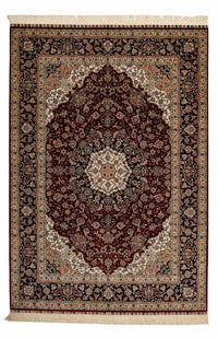 Tapis persan - Ghom - 197 x 133 cm - rouge foncé