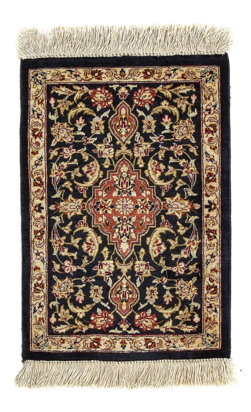 Tapis en soie - Ghom soie - Premium - 42 x 28 cm - bleu foncé
