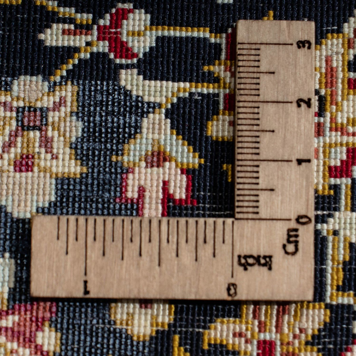 Tapis en soie - Ghom soie - Premium - 42 x 28 cm - bleu foncé