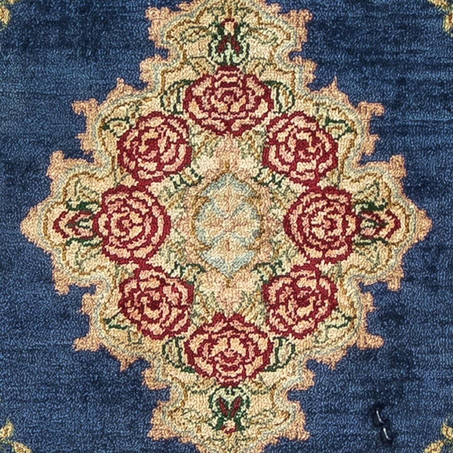 Tapis en soie - Ghom soie - Premium - 39 x 28 cm - bleu foncé