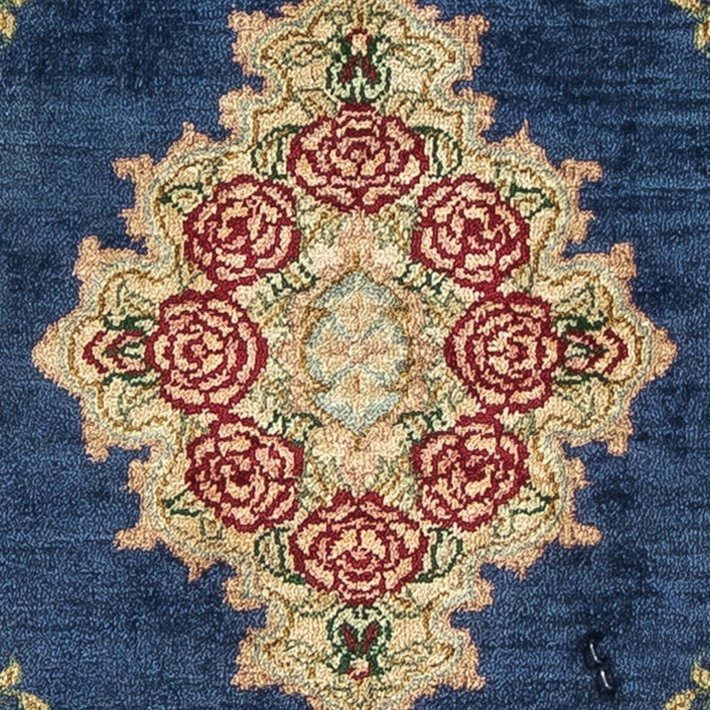 Tapis en soie - Ghom soie - Premium - 39 x 28 cm - bleu foncé