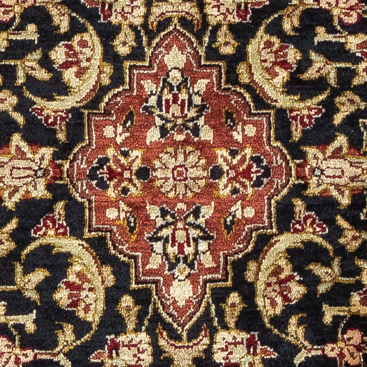 Tapis en soie - Ghom soie - Premium - 41 x 28 cm - bleu foncé