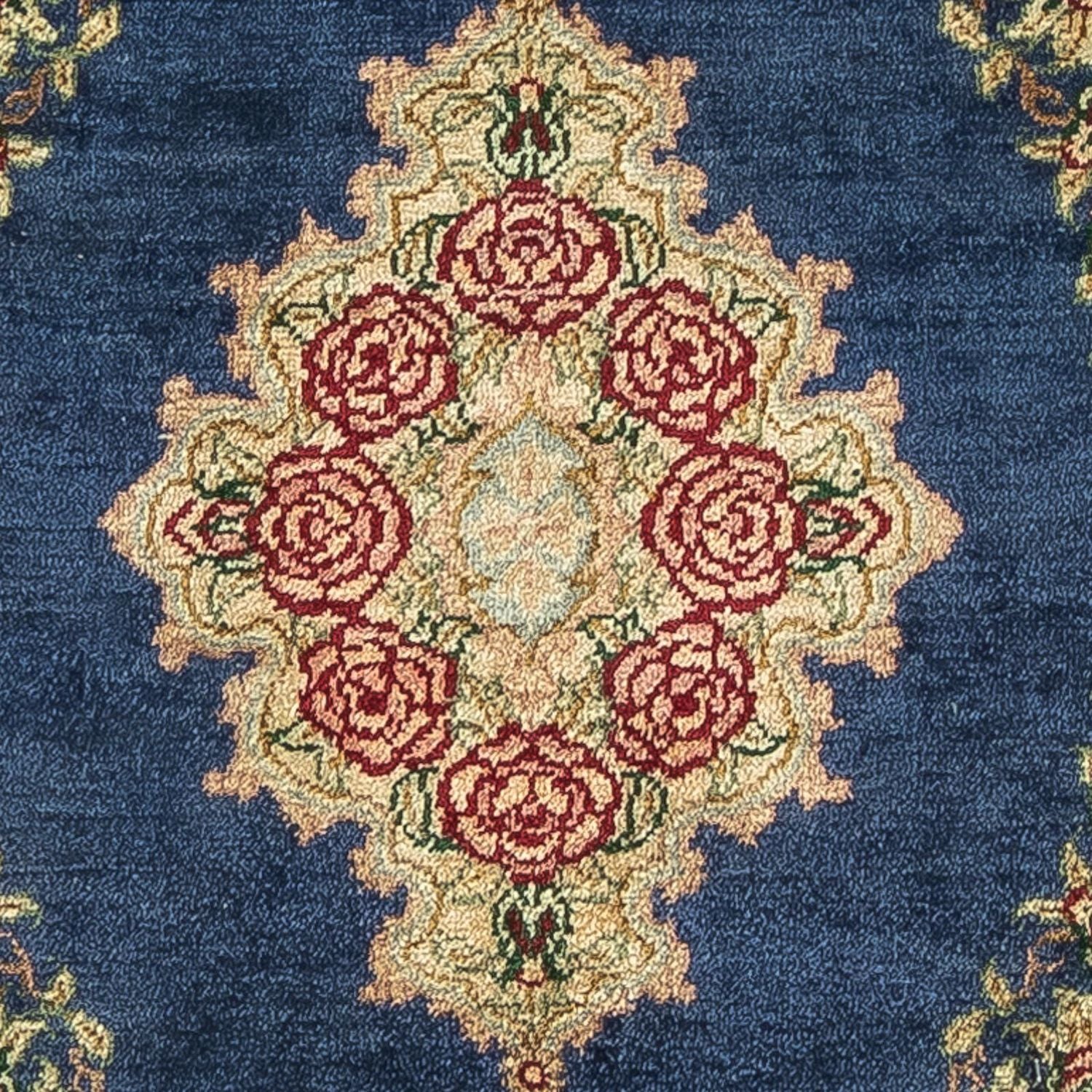 Tapis en soie - Ghom soie - Premium - 40 x 28 cm - bleu foncé