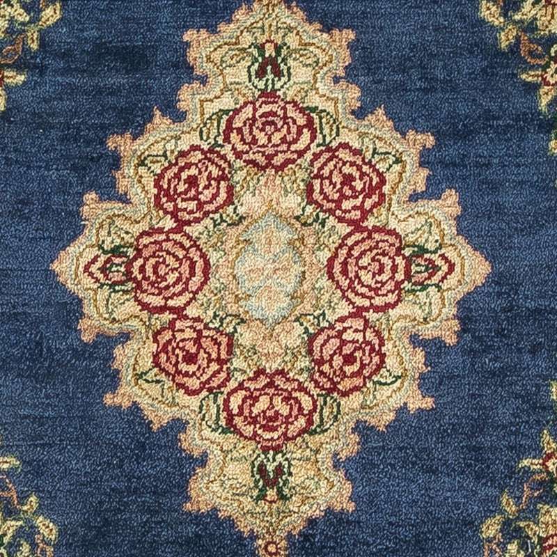 Tapis en soie - Ghom soie - Premium - 40 x 28 cm - bleu foncé