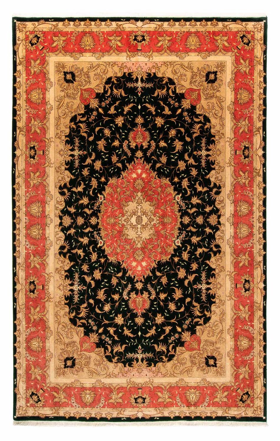 Tapis persan - Tabriz - Royal - 300 x 198 cm - bleu foncé