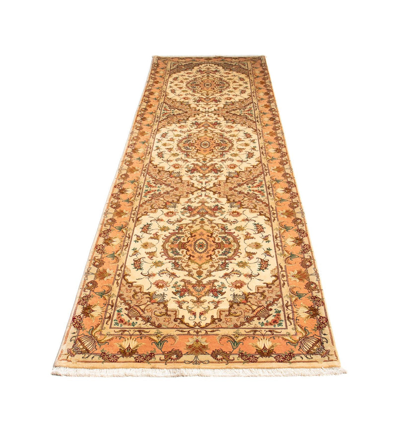 Tapis de couloir Tapis persan - Tabriz - Royal - 314 x 87 cm - marron clair