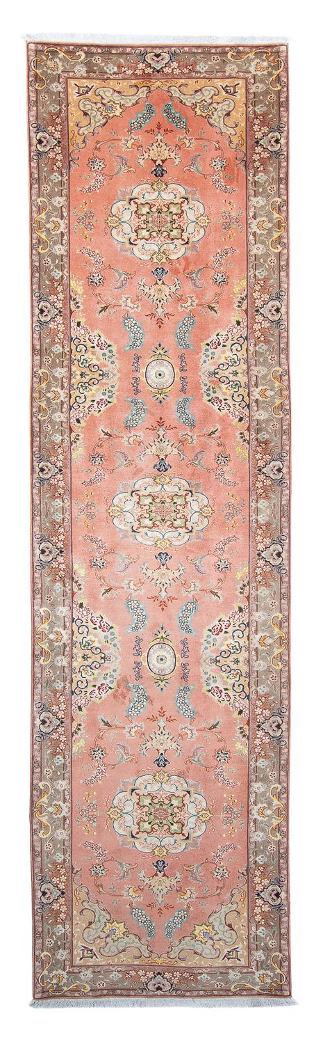 Tapis de couloir Tapis persan - Tabriz - Royal - 389 x 93 cm - rouge clair