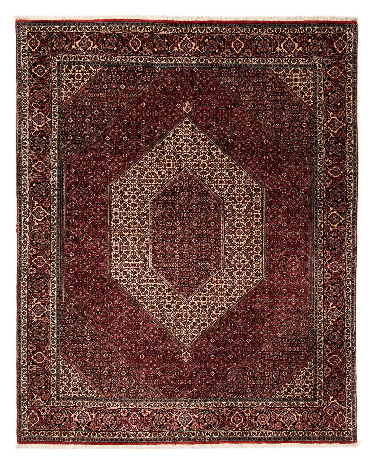 Tapis persan - Bidjar - 238 x 196 cm - rouge foncé