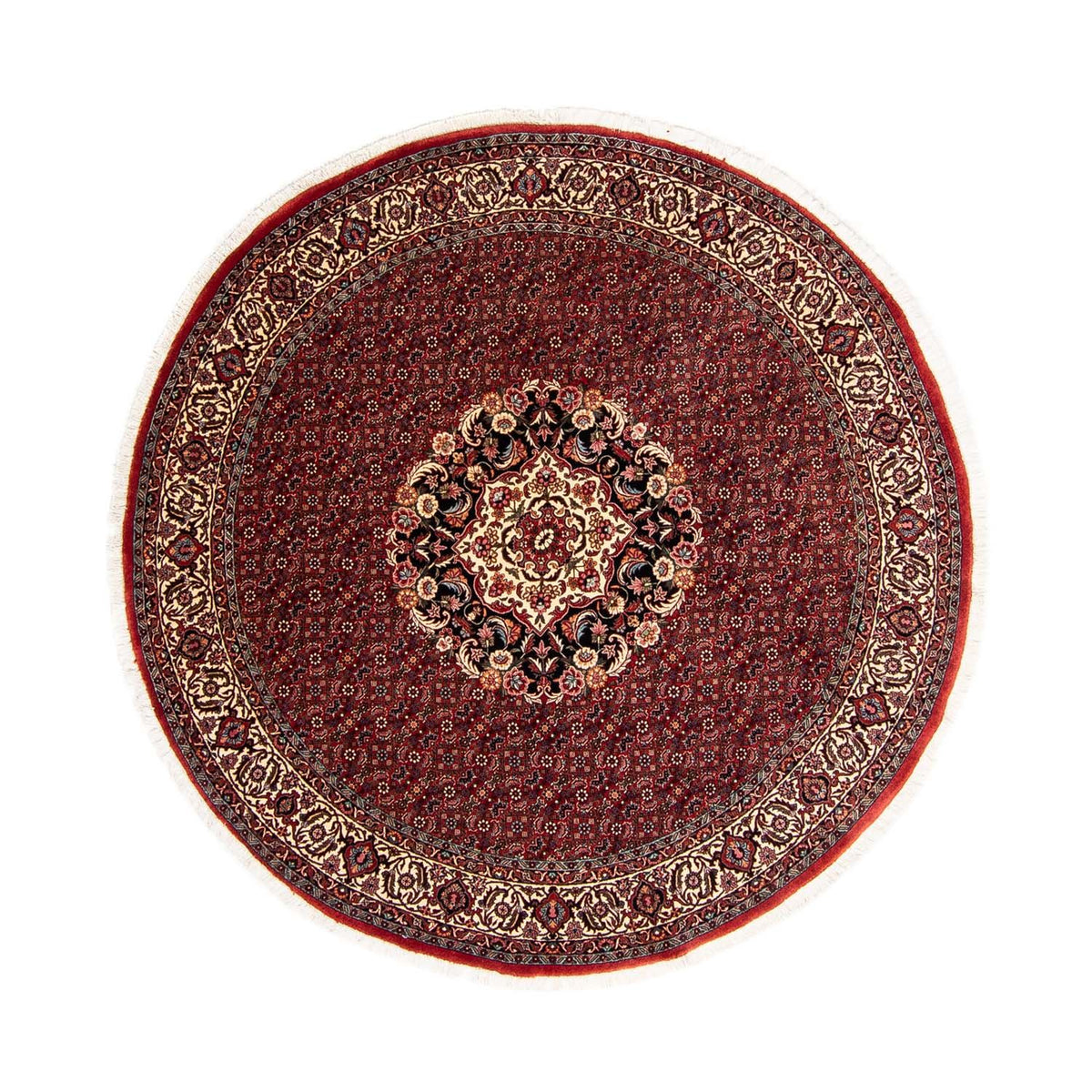 Tapis persan - Bidjar ronde  - 205 x 205 cm - rouge foncé