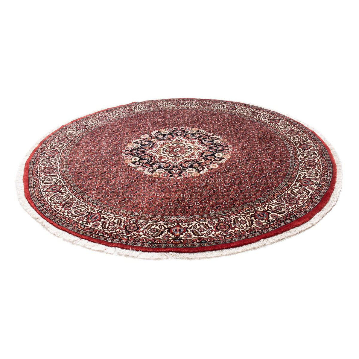 Tapis persan - Bidjar ronde  - 205 x 205 cm - rouge foncé