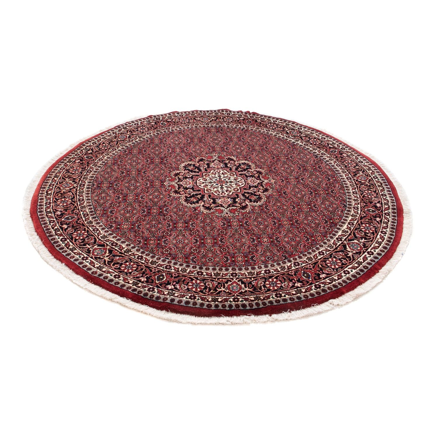 Tapis persan - Bidjar ronde  - 154 x 154 cm - rouge foncé