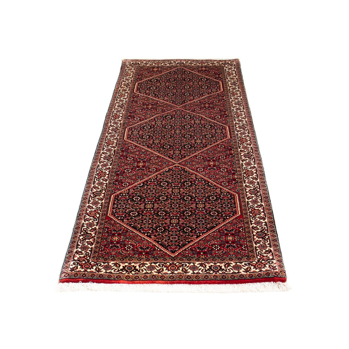 Tapis de couloir Tapis persan - Bidjar - 198 x 74 cm - rouge foncé