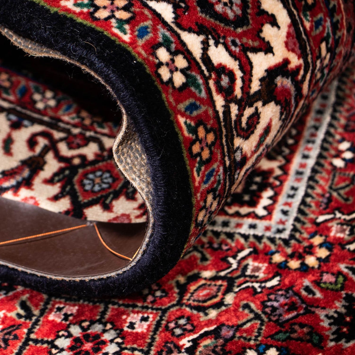 Tapis de couloir Tapis persan - Bidjar - 202 x 76 cm - rouge foncé