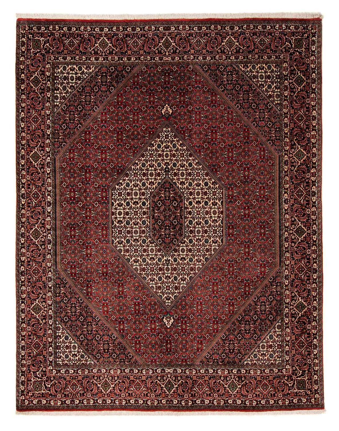 Tapis persan - Bidjar - 237 x 200 cm - rouge foncé