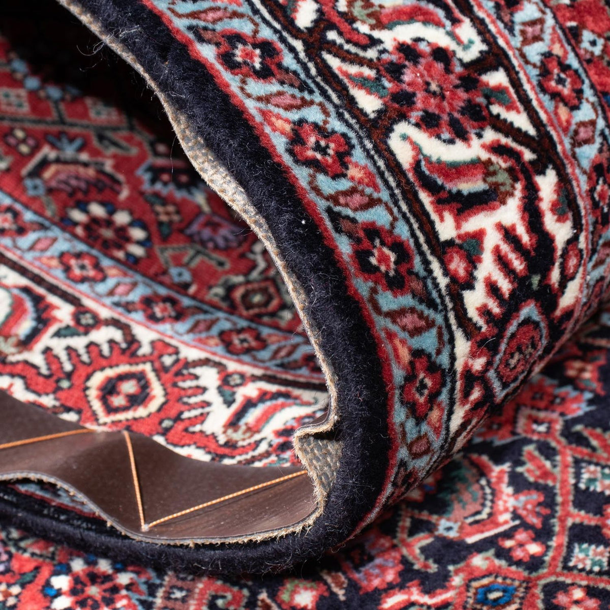 Tapis de couloir Tapis persan - Bidjar - 211 x 77 cm - bleu foncé