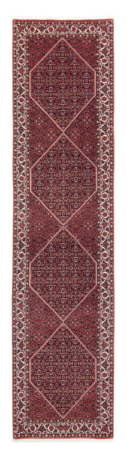 Tapis de couloir Tapis persan - Bidjar - 350 x 83 cm - rouge foncé
