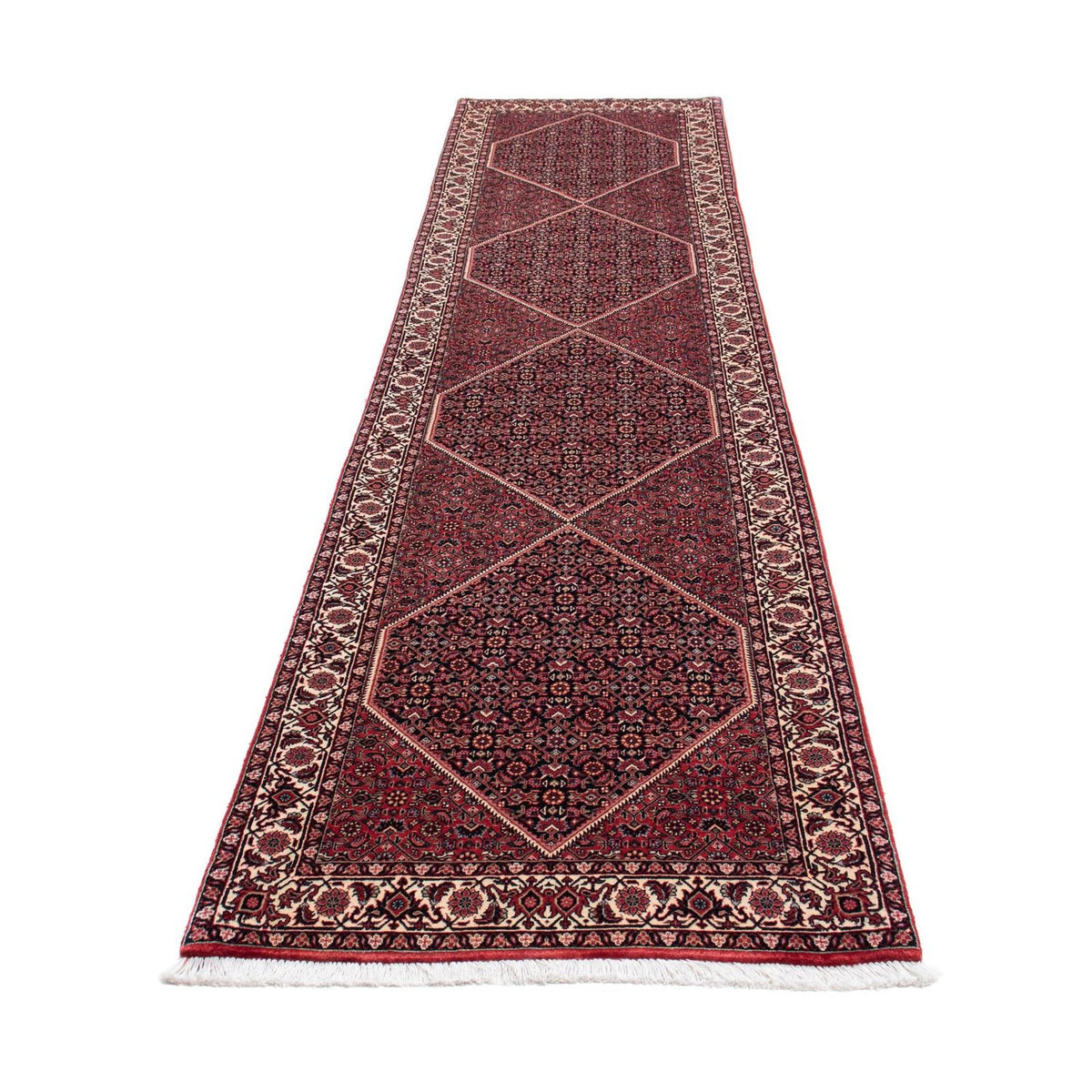 Tapis de couloir Tapis persan - Bidjar - 350 x 83 cm - rouge foncé