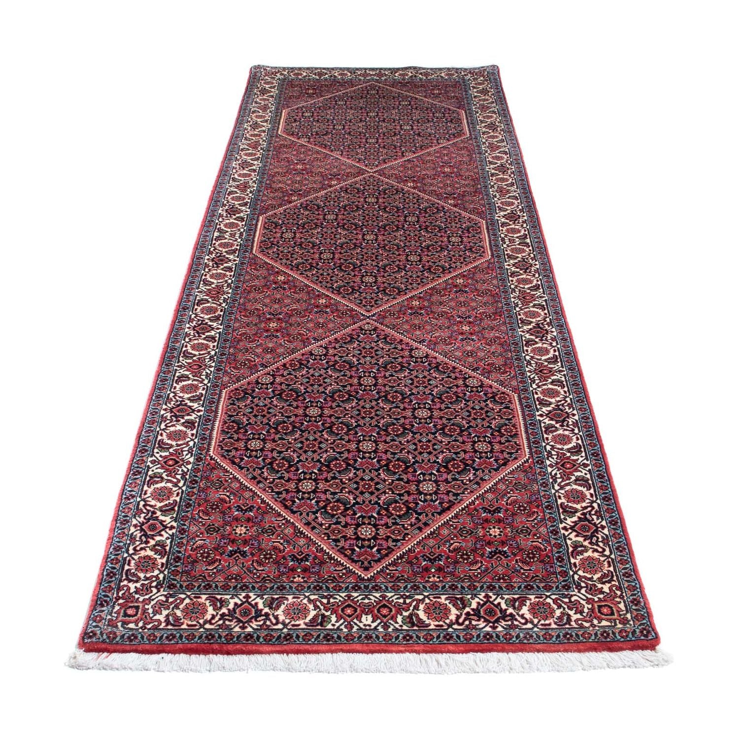 Tapis de couloir Tapis persan - Bidjar - 291 x 84 cm - rouge foncé