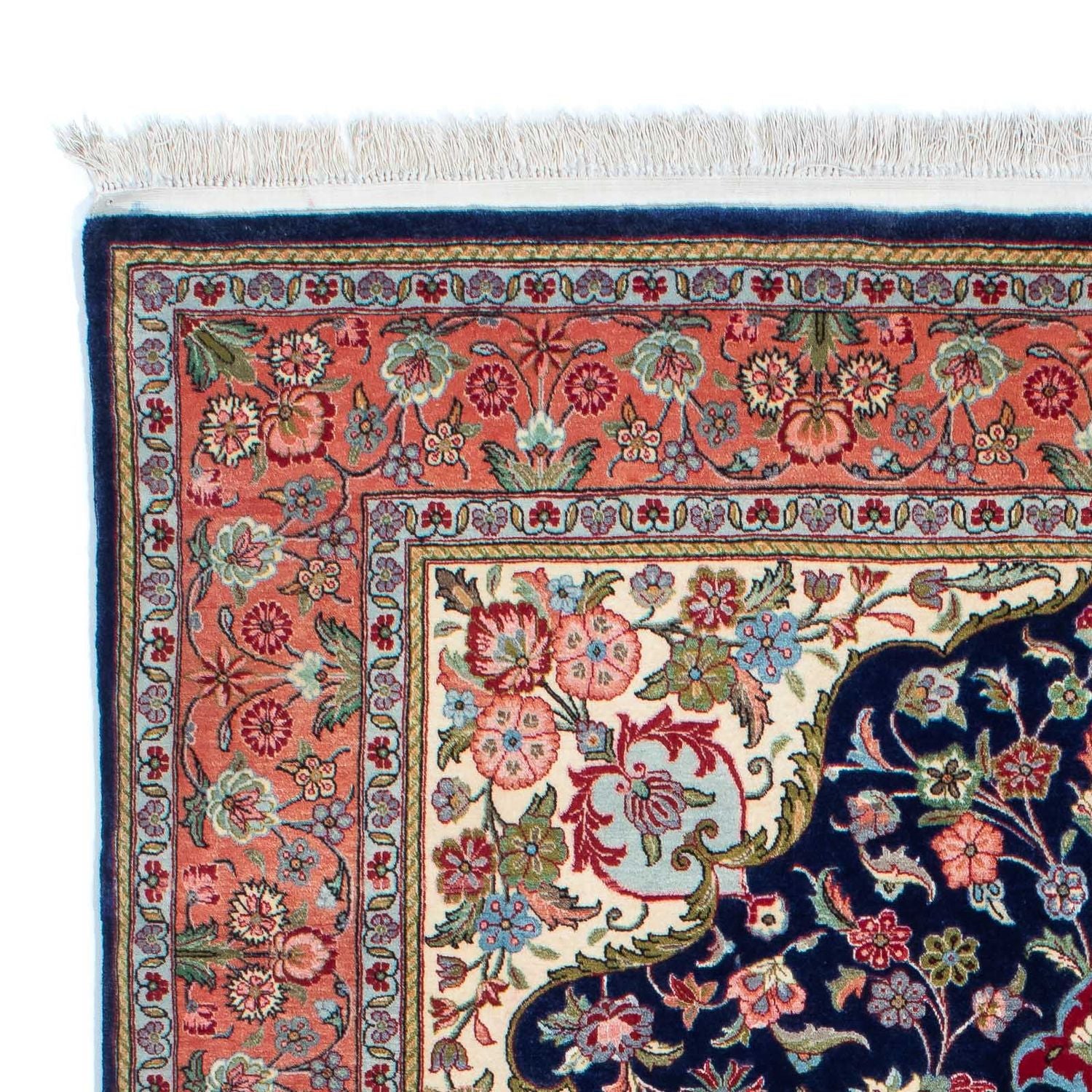 Tapis persan - Ghom - 215 x 139 cm - bleu foncé