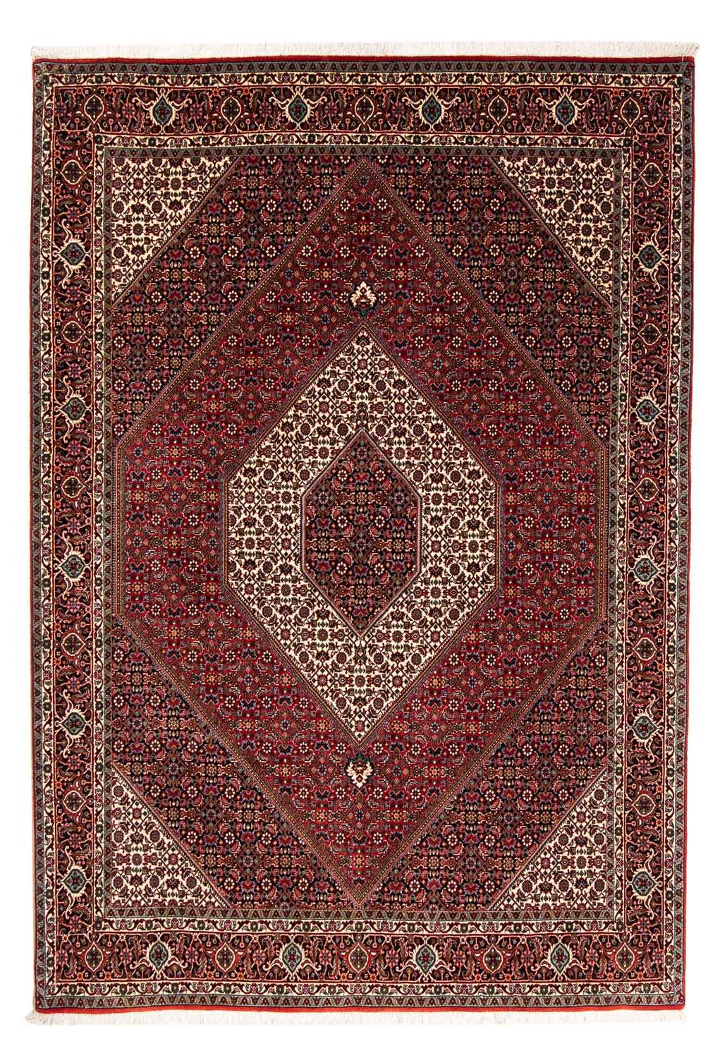 Tapis persan - Bidjar - 251 x 176 cm - rouge foncé