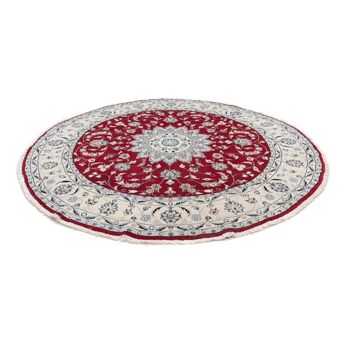 Tapis persan - Nain ronde  - 250 x 250 cm - rouge foncé