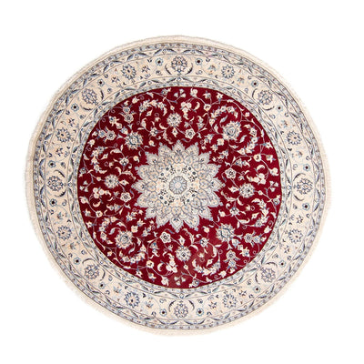 Tapis persan - Nain ronde  - 253 x 253 cm - rouge foncé