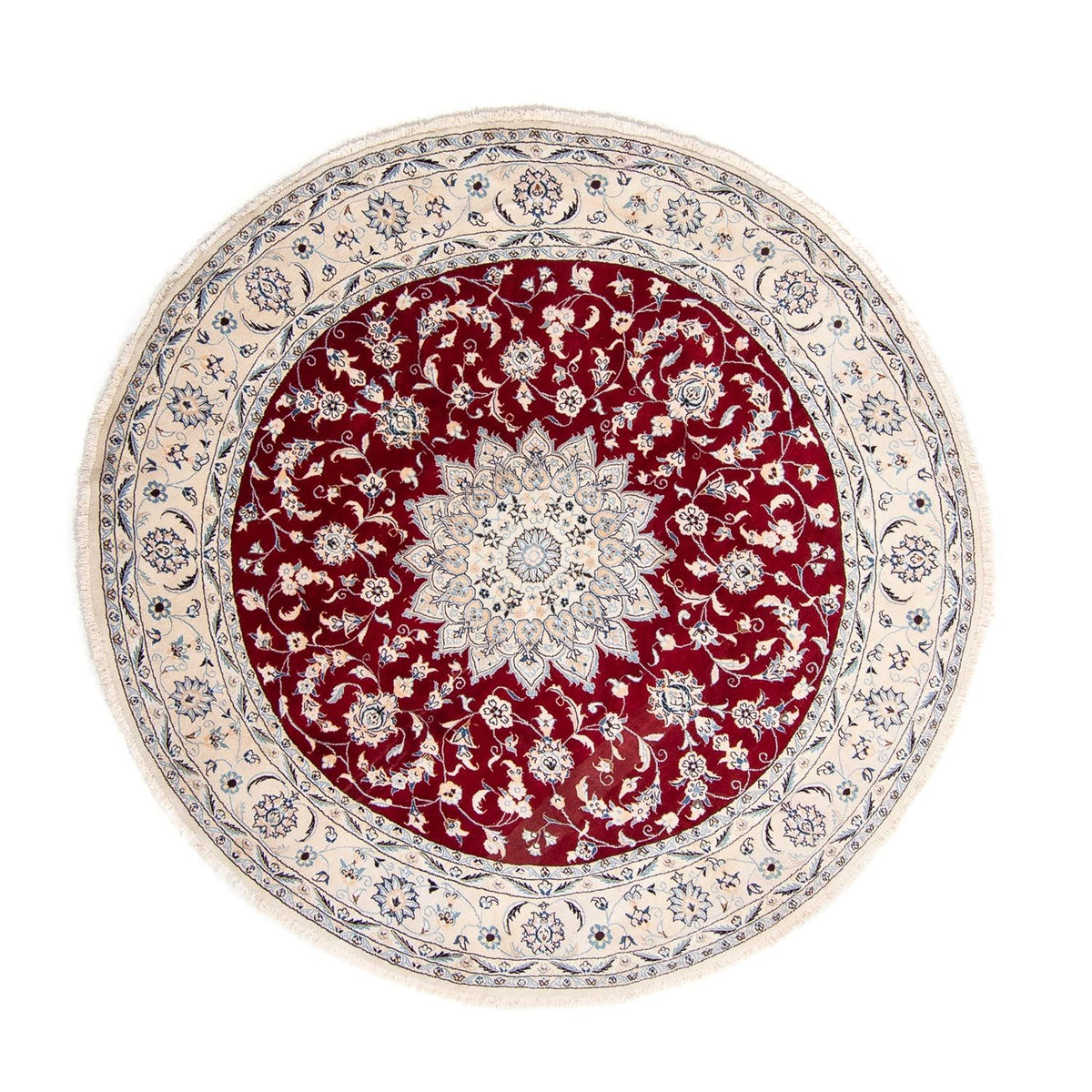 Tapis persan - Nain ronde  - 253 x 253 cm - rouge foncé