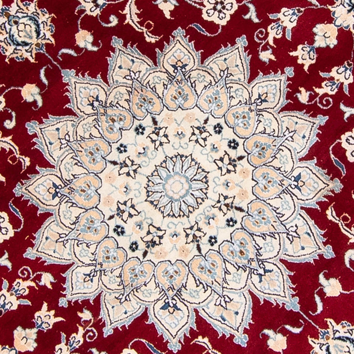 Tapis persan - Nain ronde  - 253 x 253 cm - rouge foncé