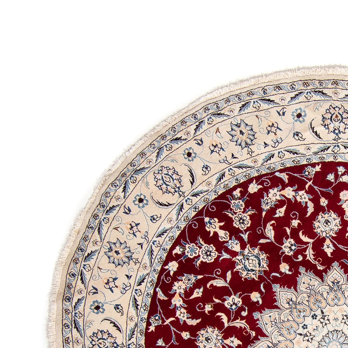 Tapis persan - Nain ronde  - 253 x 253 cm - rouge foncé