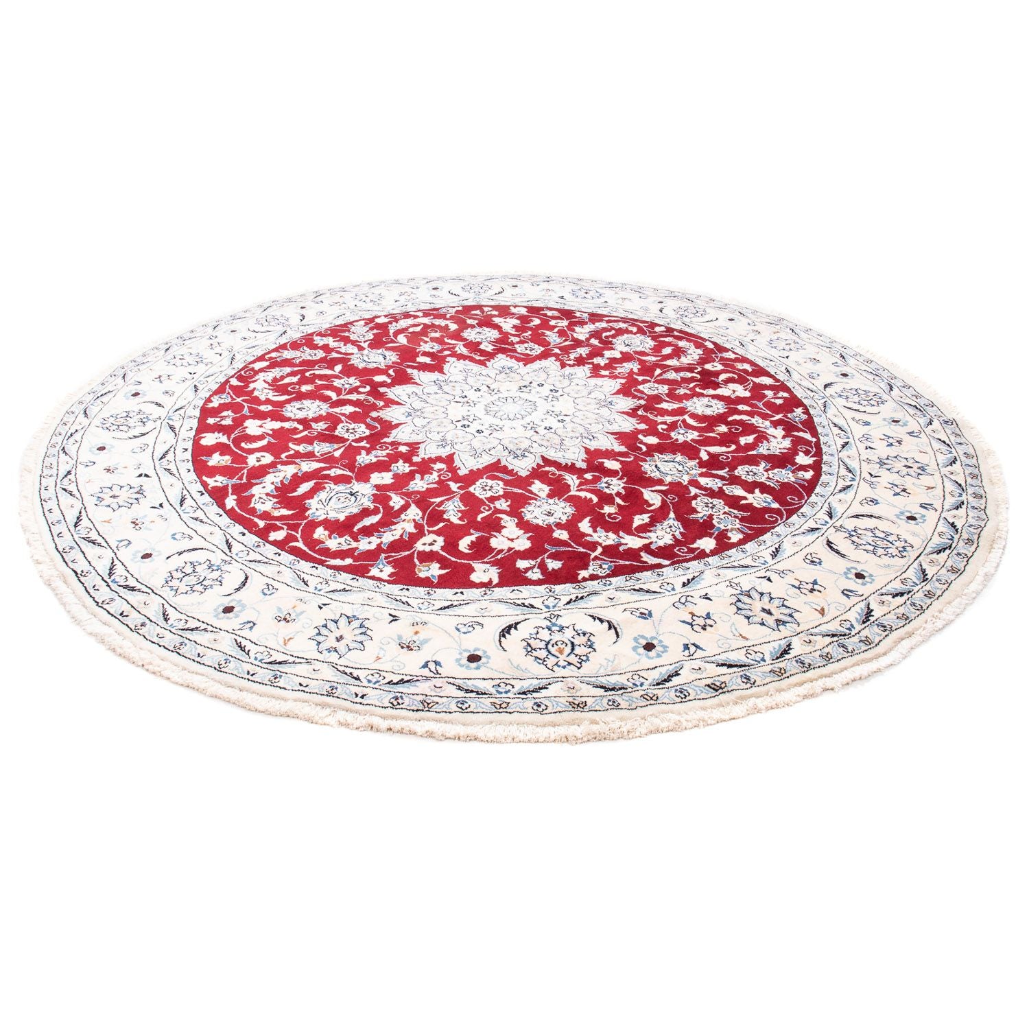 Tapis persan - Nain ronde  - 253 x 253 cm - rouge foncé