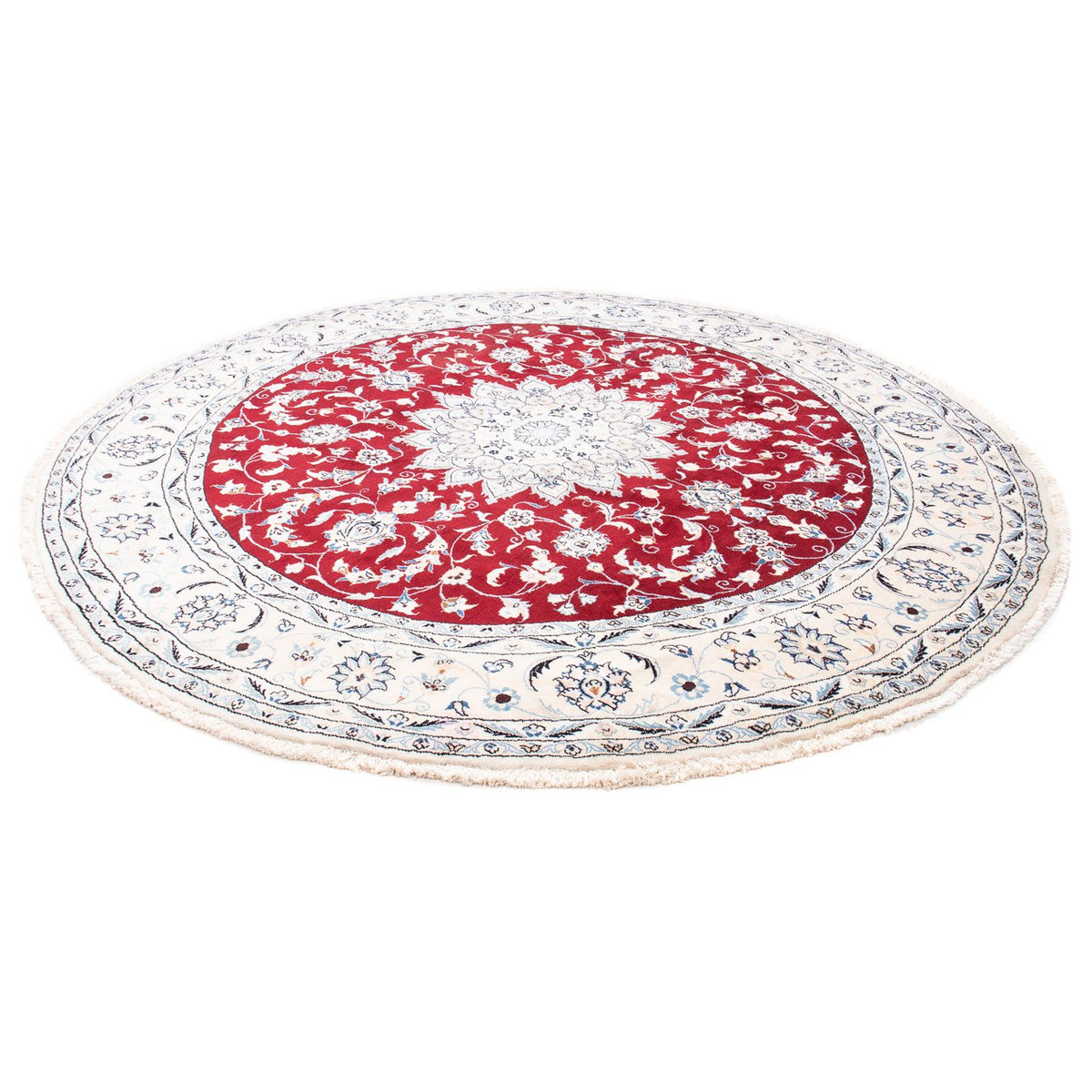 Tapis persan - Nain ronde  - 253 x 253 cm - rouge foncé