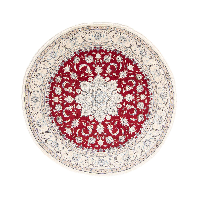 Tapis persan - Nain ronde  - 250 x 250 cm - rouge