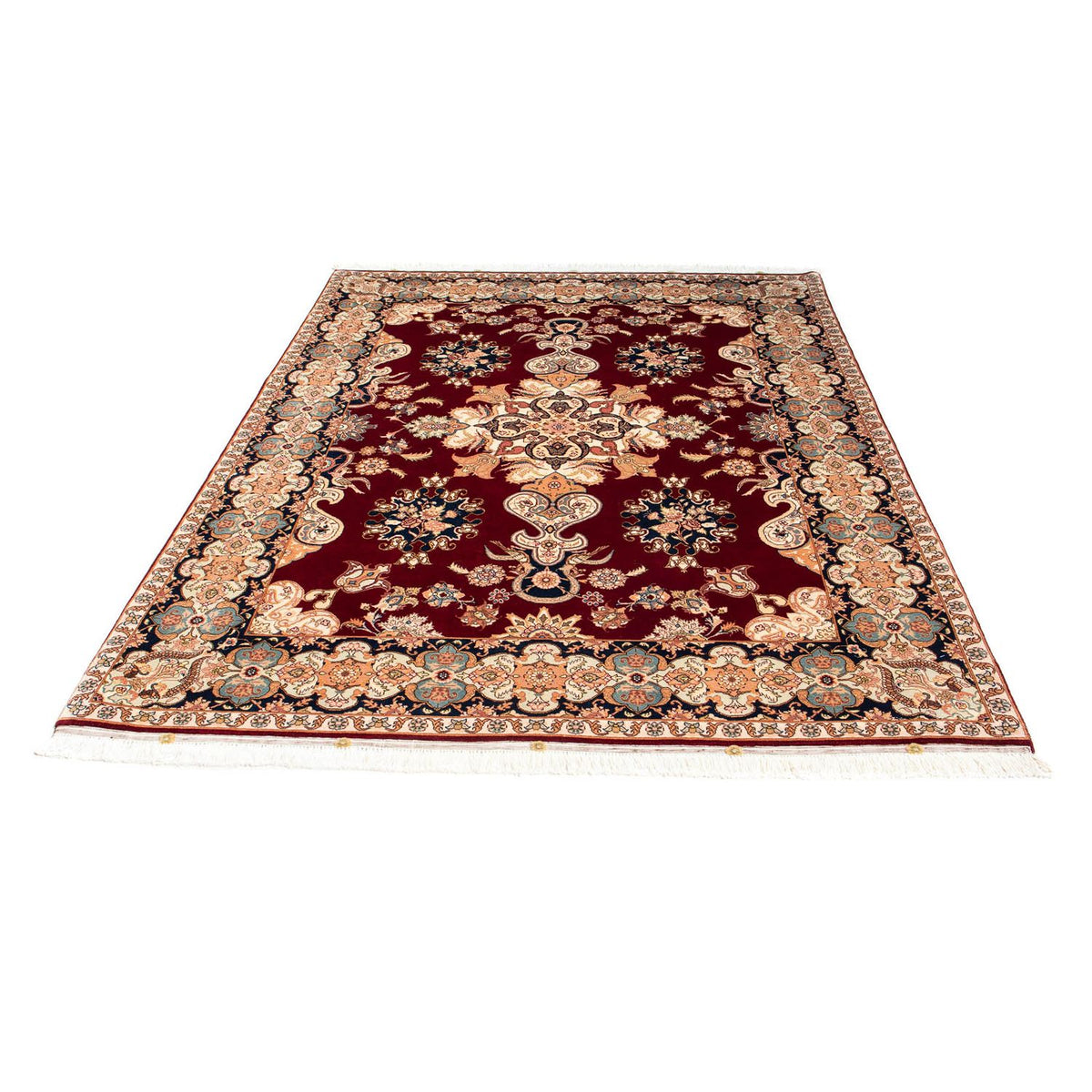 Tapis persan - Tabriz - Royal - 202 x 152 cm - rouge foncé