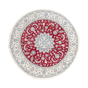 Tapis persan - Nain ronde  - 250 x 250 cm - rouge foncé
