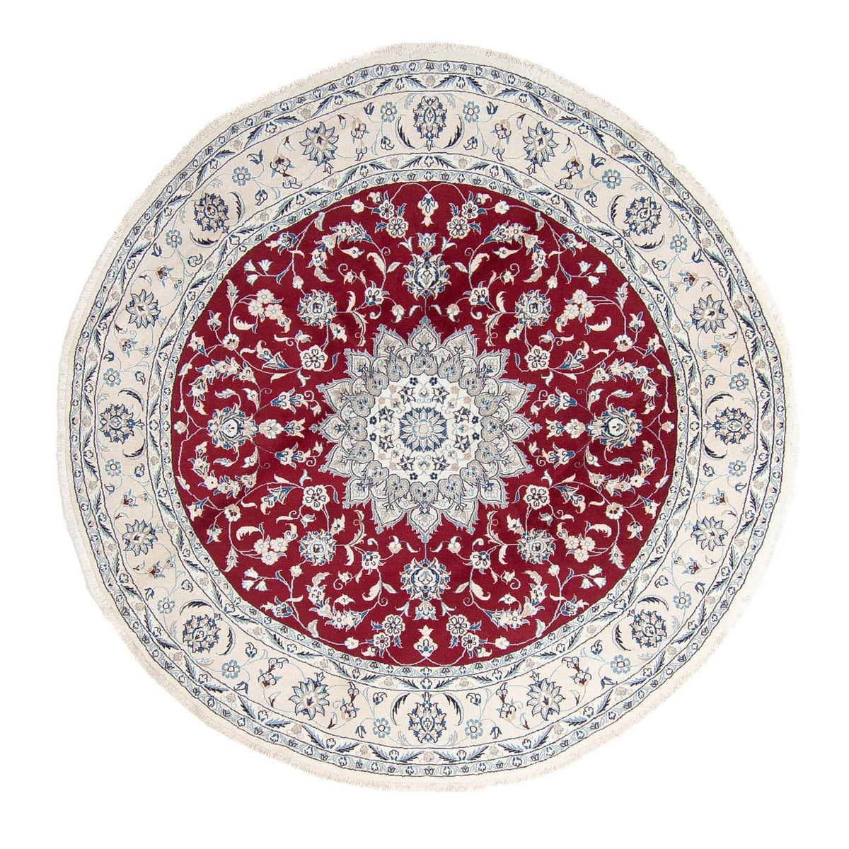 Tapis persan - Nain ronde  - 250 x 250 cm - rouge foncé