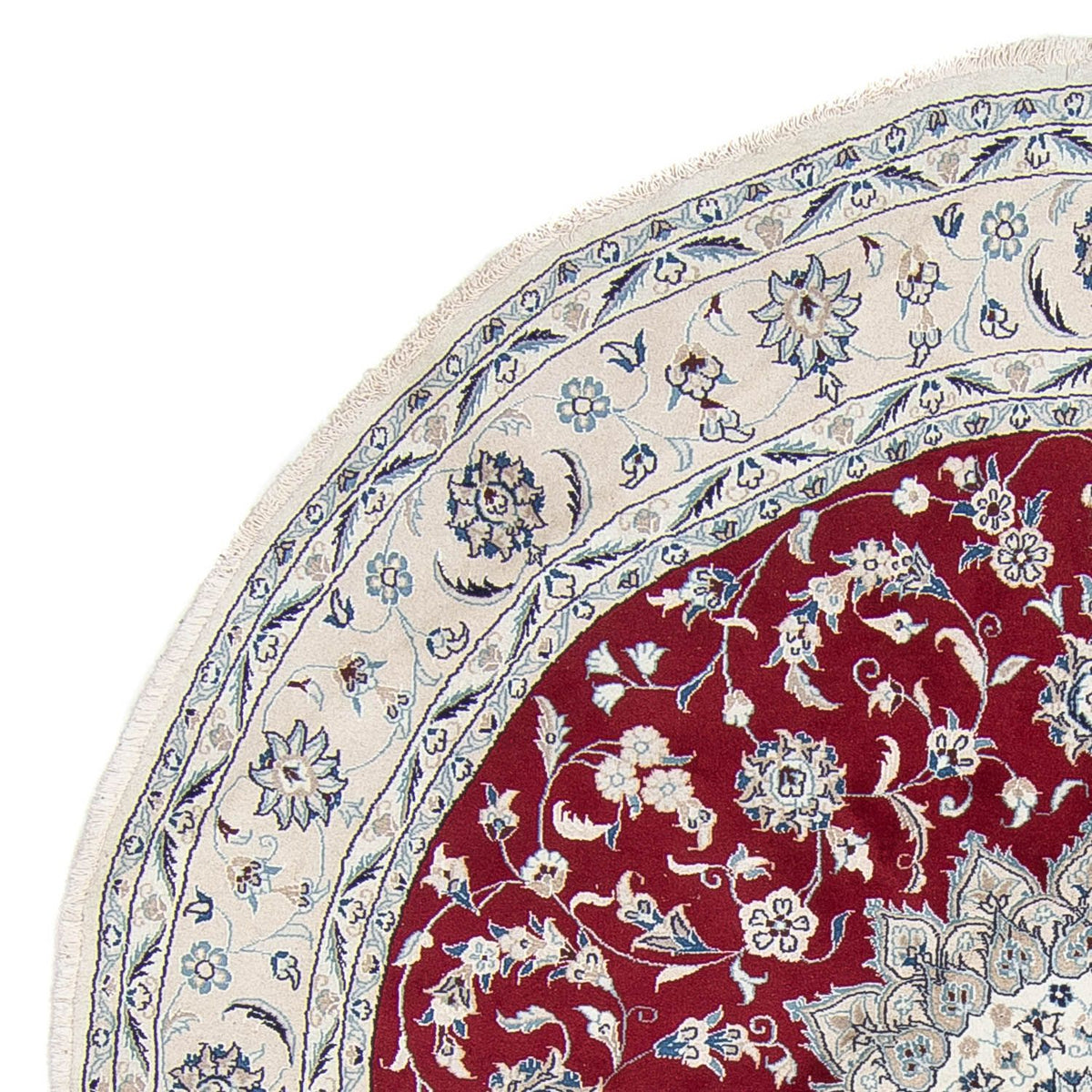 Tapis persan - Nain ronde  - 250 x 250 cm - rouge foncé