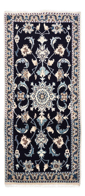 Tapis persan - Nain - 139 x 66 cm - bleu foncé
