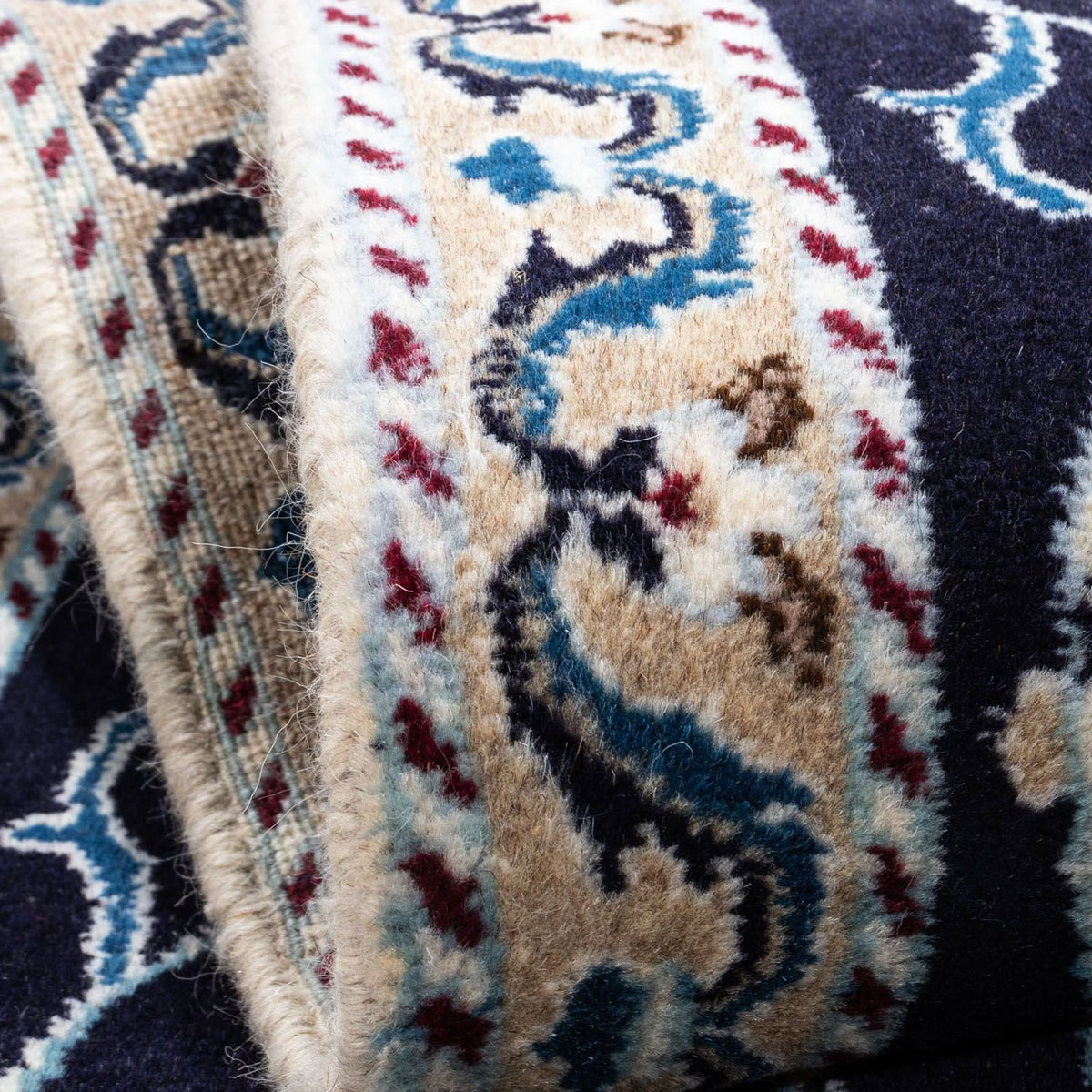 Tapis persan - Nain - 139 x 66 cm - bleu foncé
