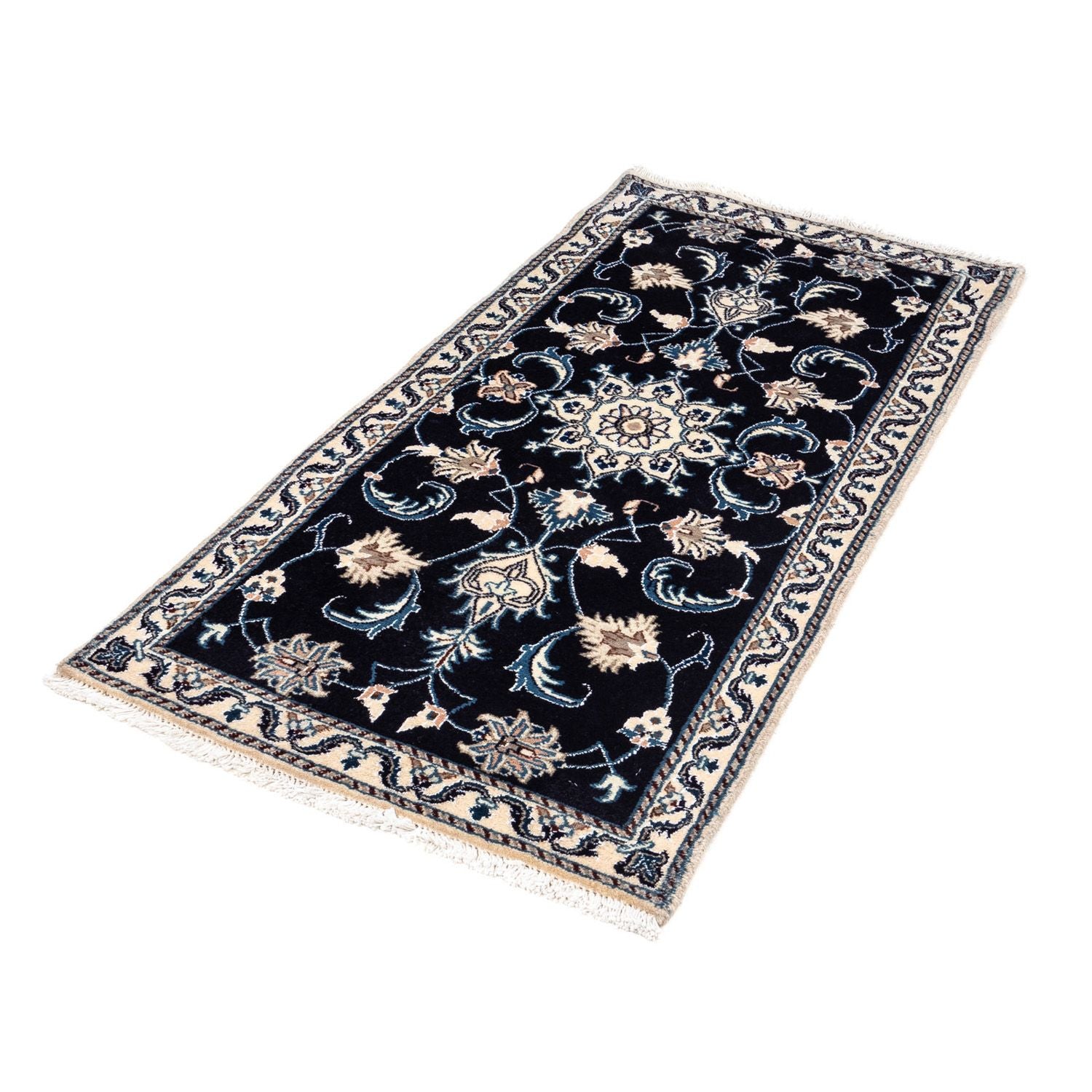 Tapis persan - Nain - 143 x 70 cm - bleu foncé